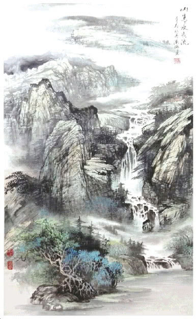 国画《山青水长流》
